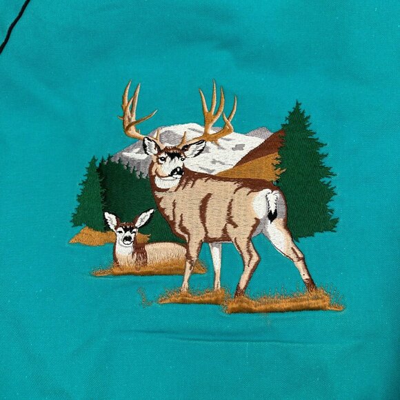 Vtg Walls Mountain Jacket Med Blue Canvas Fleece Blanket Lined Aztec Bomber USA - Picture 4 of 12